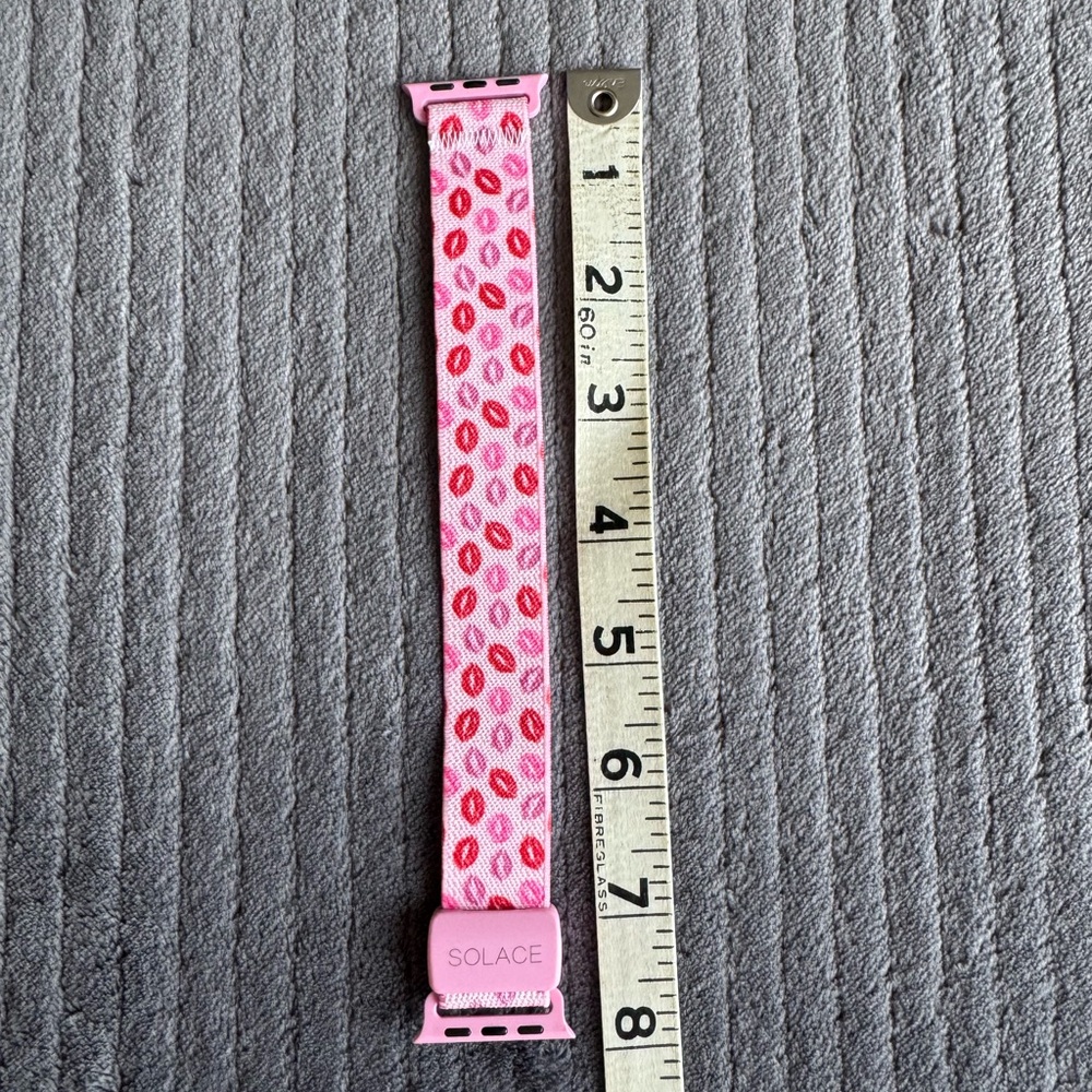 Pink Kiss-Print Apple Watch Band - Adjustable on a Magnetic Clasp - Picture 12 of 15